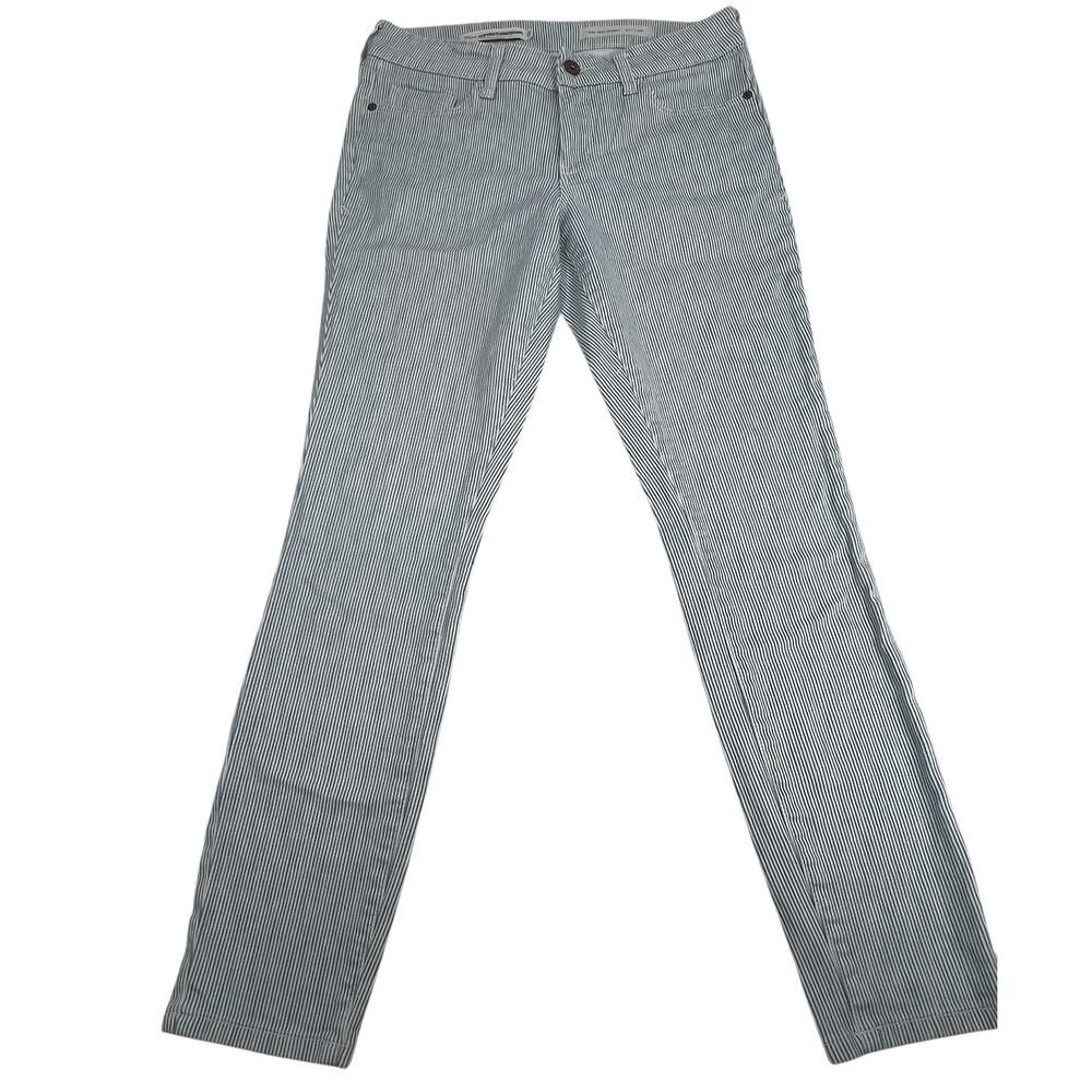 Anthropologie Pilcro Mid-Rise Skinny blue and white striped denim jeans